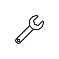 Vector line style icon with wrench. Vector illustration on white background.