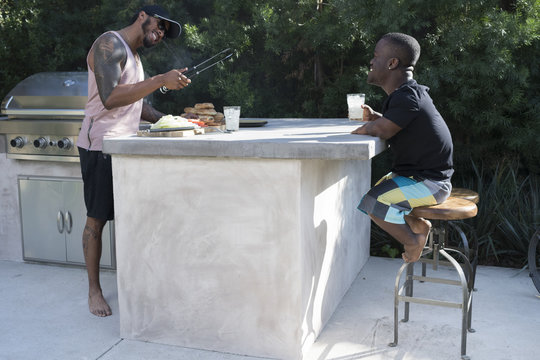 Friends having drinks outdoors
