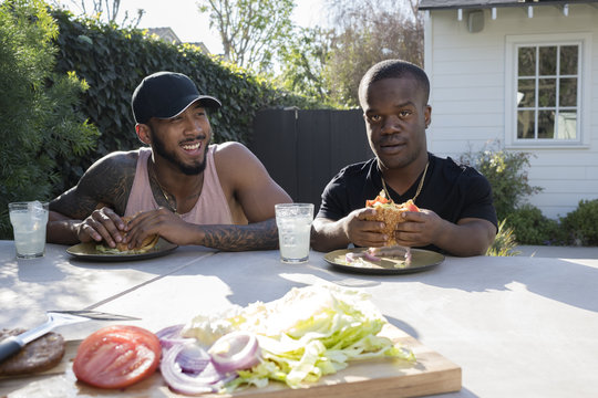 Friends enjoying burgers