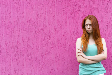 Fototapeta premium Thoughtful ctive red hair girl