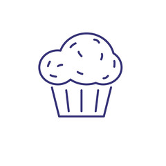 Cupcake line icon. Muffin, baked, cream. Candy bar concept. Vector illustration can be used for topics like sugar, pastry, party
