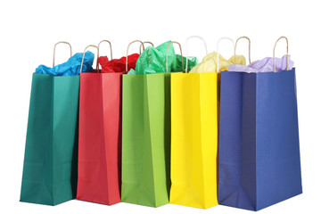 Colorful shopping bags isolated on white background