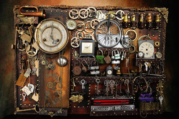 Steampunk ingranaggi  orologi lucchetti e chiavi