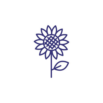 Sunflower line icon. Nature, botany, beauty, Flower concept. Vector illustration can be used for topics like nature, beauty, biology. 