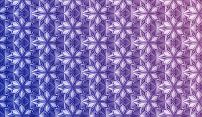 Bright color texture of three-dimensional complex dissected convex elements based on hexagonal grid. 3d illustration