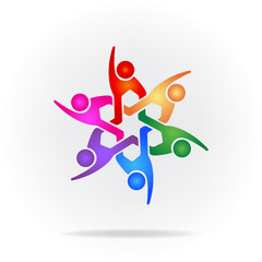 Logo teamwork business people around vector design