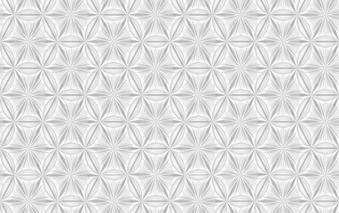 Seamless texture of three-dimensional complex dissected convex elements based on hexagonal grid. 3d illustration