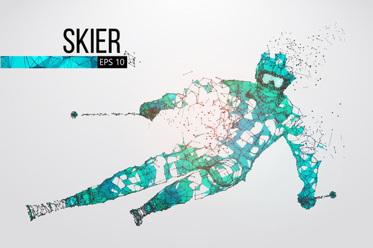 Silhouette of a skier jumping isolated. Vector illustration