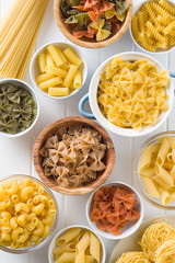 Various types of italian pasta.