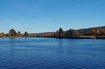 Fototapeta na wymiar A river scene in autumn in Dalarna