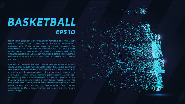 Basketball of the particles. A silhouette of a basketball player consists of circles and points. Vector illustration