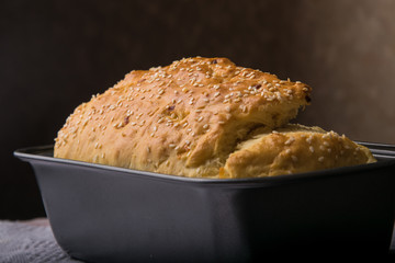 closeup homemade bread