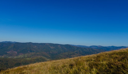 Carpathian mountains in sunny day in the autumn season