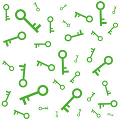 Pattern of green keys without a lock.