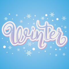Card template with hand written word Winter in creative style.