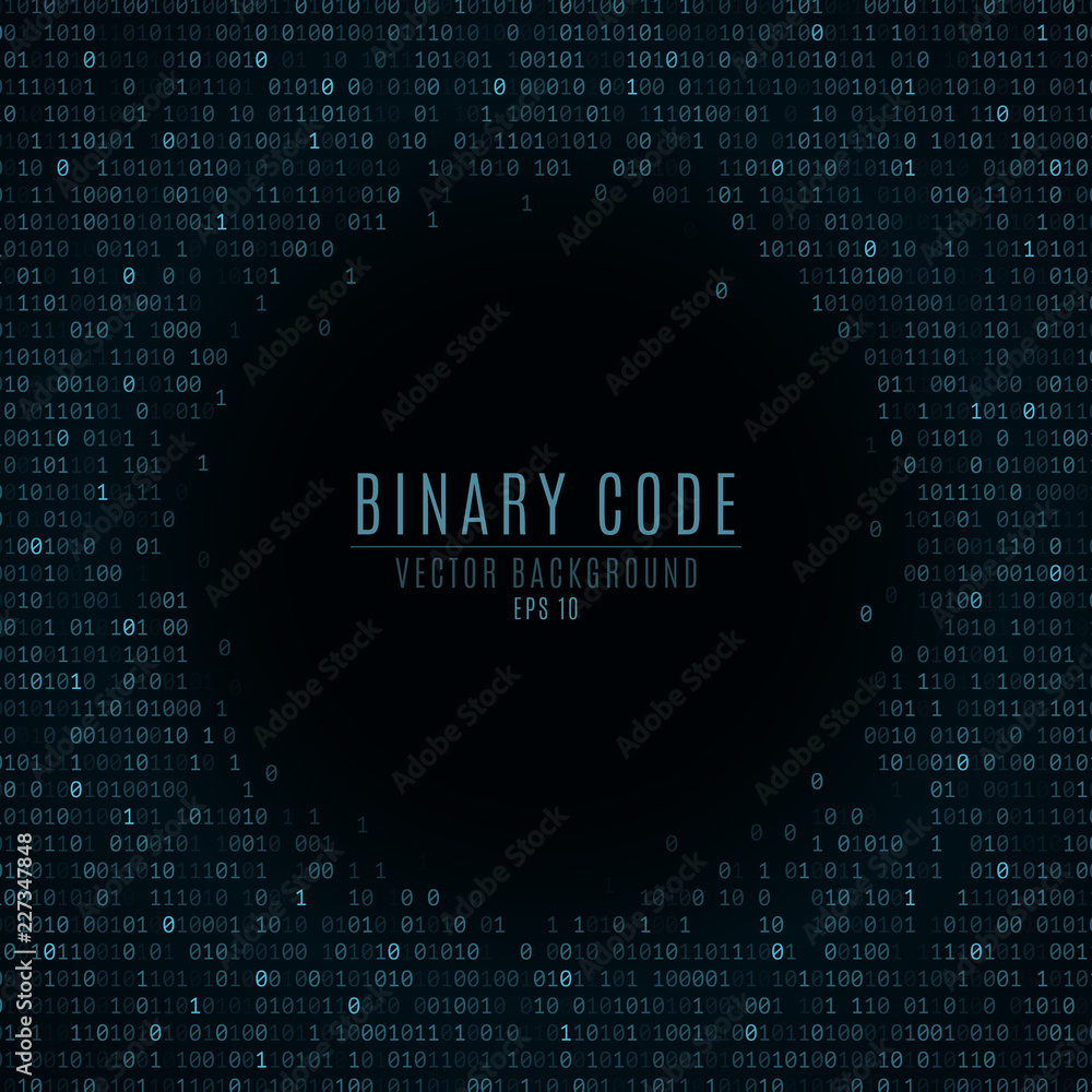 Poster binary code. abstract background. falling blue glowing numbers. global network. high technologies, p