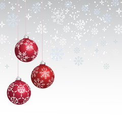 Christmas greeting card with festive balls and space for text.