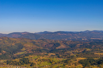 Naklejka premium Carpathian mountains in sunny day in the autumn season