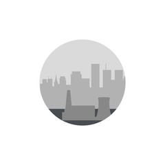 City landscape icon. Grey building, urban world. Vector illustration