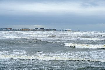 Saltcoats Harbour and Bay as the Waves get higher during Stormy Seas