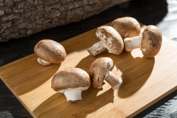 Portobello Mushroom on cutting board