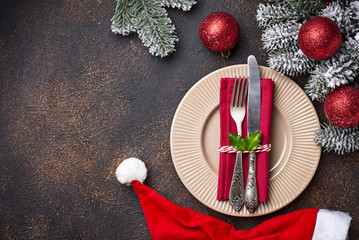 Christmas or New year festive table setting