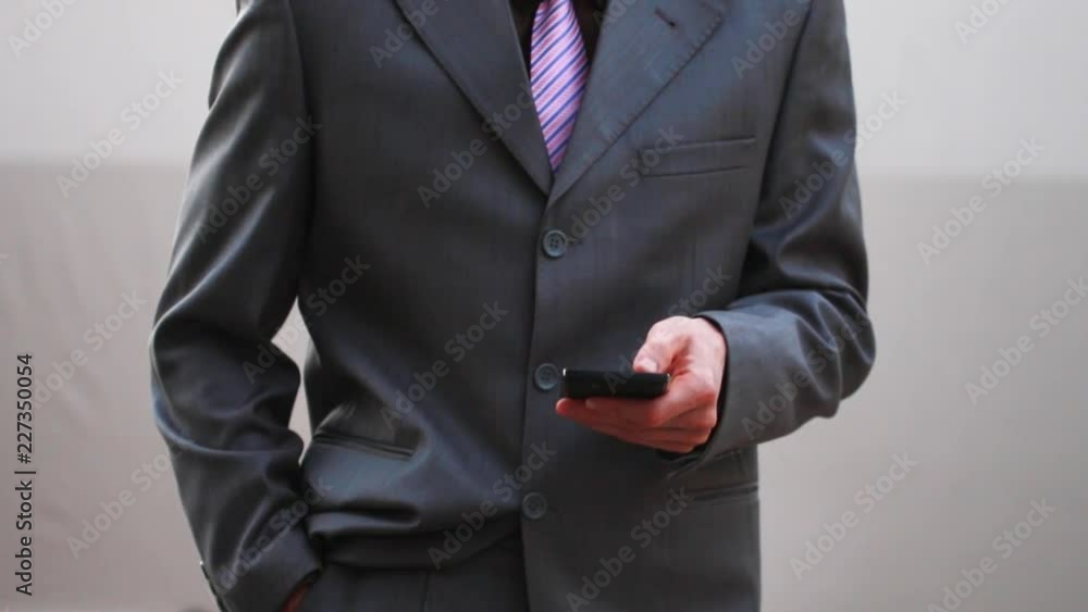 Poster business connection concept. businessman using telephone working in internet with colleagues.