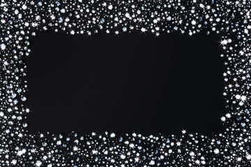 A lot of precious stones inlaid frame around the empty space. 3d illustration