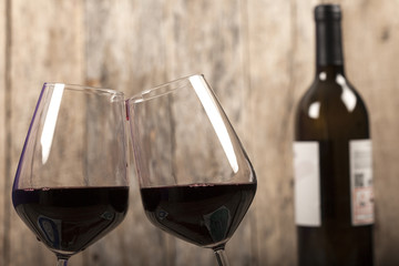 red wine bottle and glasses