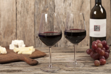 red wine bottle and glasses