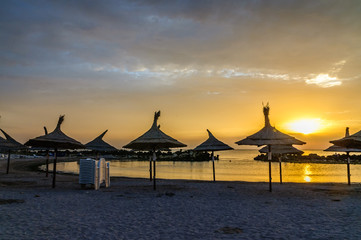 Sunset iver Black See shore in Jupiter town (Romania) © Ralfik D