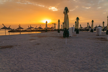 Sunset iver Black See shore in Jupiter town (Romania) © Ralfik D