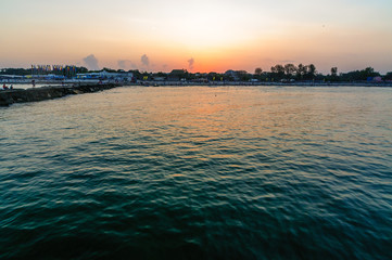 Sunset iver Black See shore in Jupiter town (Romania) © Ralfik D