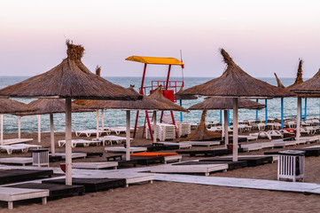 Sunset iver Black See shore in Jupiter town (Romania) © Ralfik D