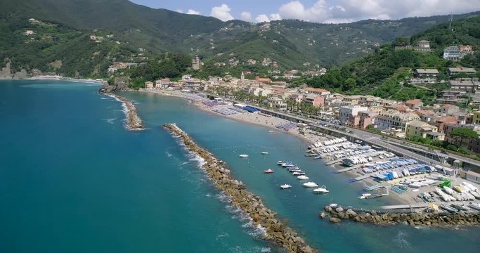 Boat moored at harbor 4k