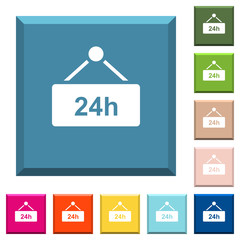 hanging table with 24h white icons on edged square buttons