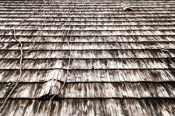 Close up shot of wooden roof of an old house