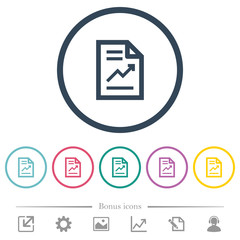 Report with graph flat color icons in round outlines