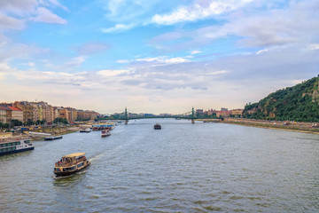 Naklejka premium Danube river in the Budapest city, Hungary