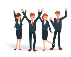 Happy business people successful concept . teamwork corporate. Illustration vector of business people character.