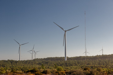 Fototapeta na wymiar A wind turbine over plain land