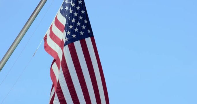 Pan Upward: Flag of USA of Iwo Jima Memorial (Shot on RED)