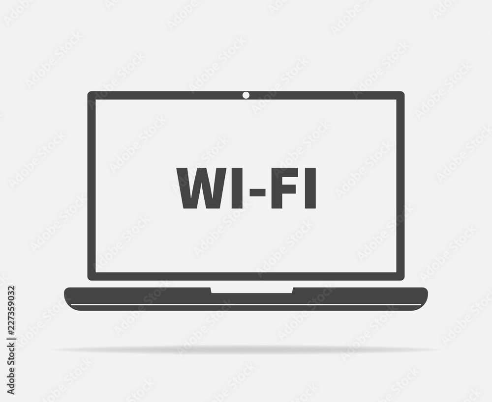Poster wi-fi vector icon. wi-fi on computer illustration on gray background.layers grouped for easy editing