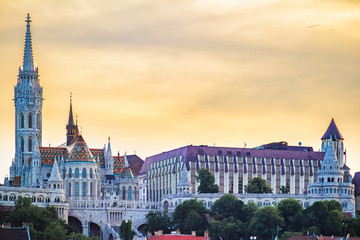 Obraz premium Fisherman's Bastion at sunset time in the Budapest, Hungary