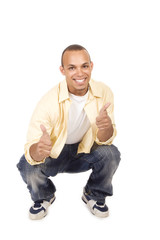 young man with thumbs up