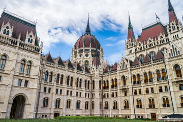 Naklejka premium Editorial Facade of parliament building in Budapest city,Hungary