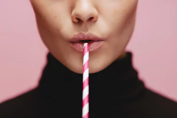 Foto op Plexiglas Face of a woman with straw © Jacob Lund