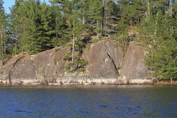 Granite cliff, pine tree, lake, Northern Minnesota, nature, wilderness