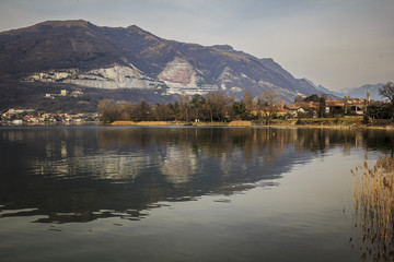 The Pusiano lake in Lombardy, Italy