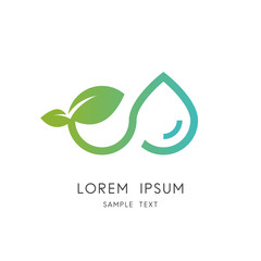 Infinity nature logo - sprout with green leaves and drop of water symbol. Ecology, environment and agriculture vector icon.